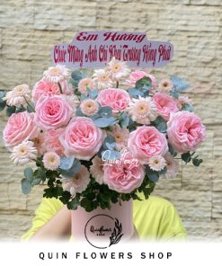 Hộp Hoa Hồng Pastel Ohara Mix Đồng Tiền Nhí Và Lá Bạc