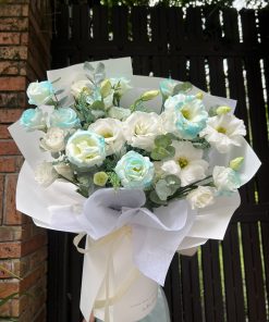 Bó hoa cát tường đẹp tone xanh mint