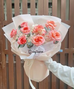 Bó hoa hồng cam London pastel ngọt ngào – Hoa bó tươi sang trọng
