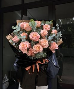 Bó hoa hồng cam Shimmer – Quà tặng lãng mạn, tinh tế | Shop hoa tươi Qflower