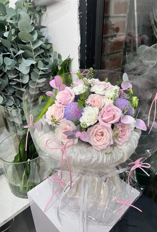 Bó Hoa Hồng Tím Pastel Kiếng Trong – Hoa Đẹp Giá Rẻ Qflower TP.HCM