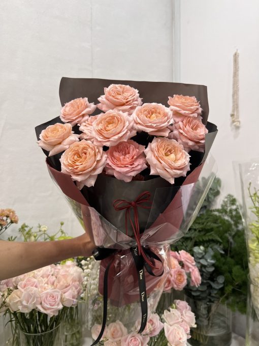 Bó hoa hồng Jubilee cam hồng – Hoa tươi giá rẻ tại Qflower TP.HCM